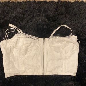 Guess white crop top jeweled